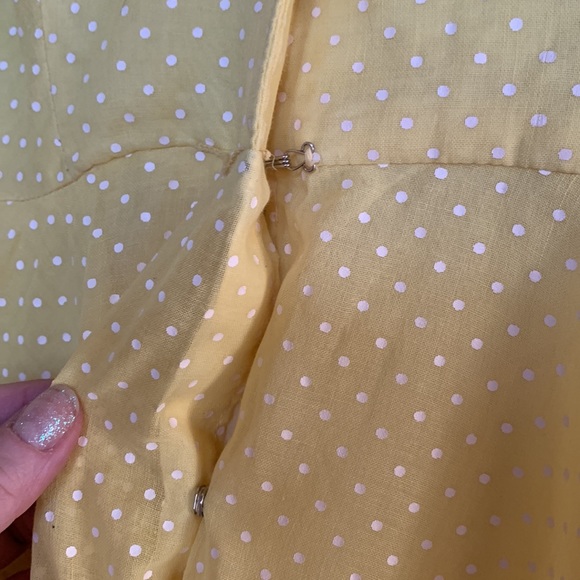 Vintage Swiss Lace Yellow Polka Dot Dress Size Small-Medium - Picture 6 of 10
